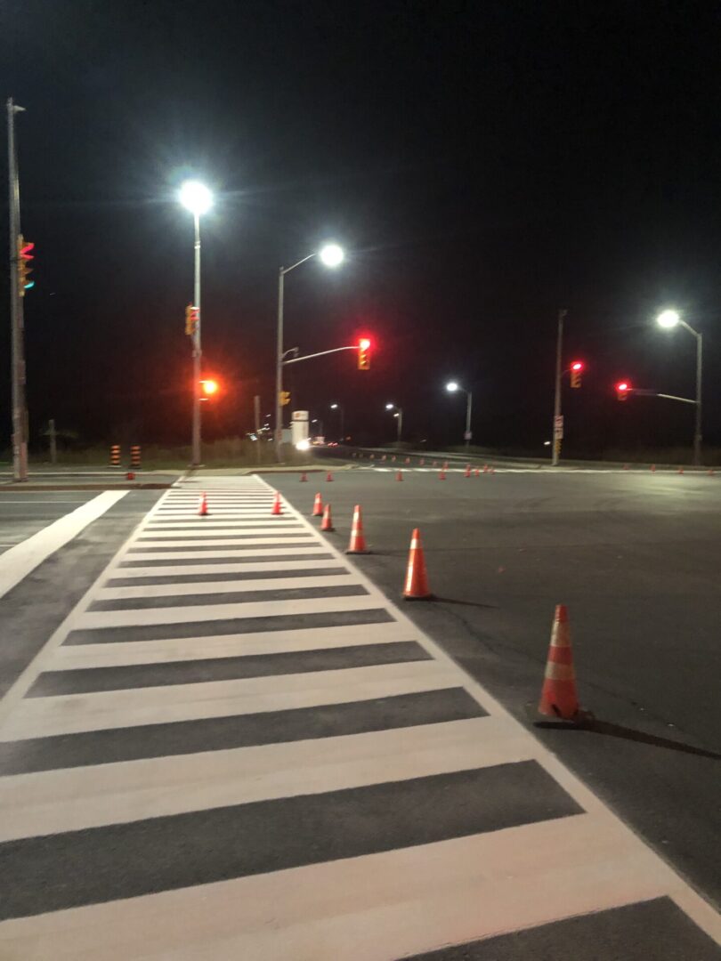 A picture of the zebra crossing line at the street