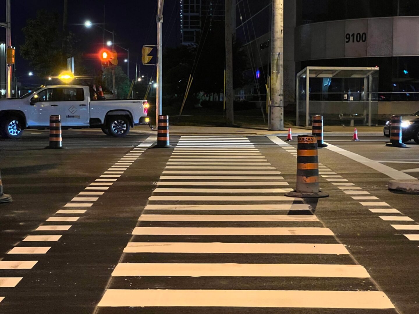 A picture of the long zebra crossing line in white color